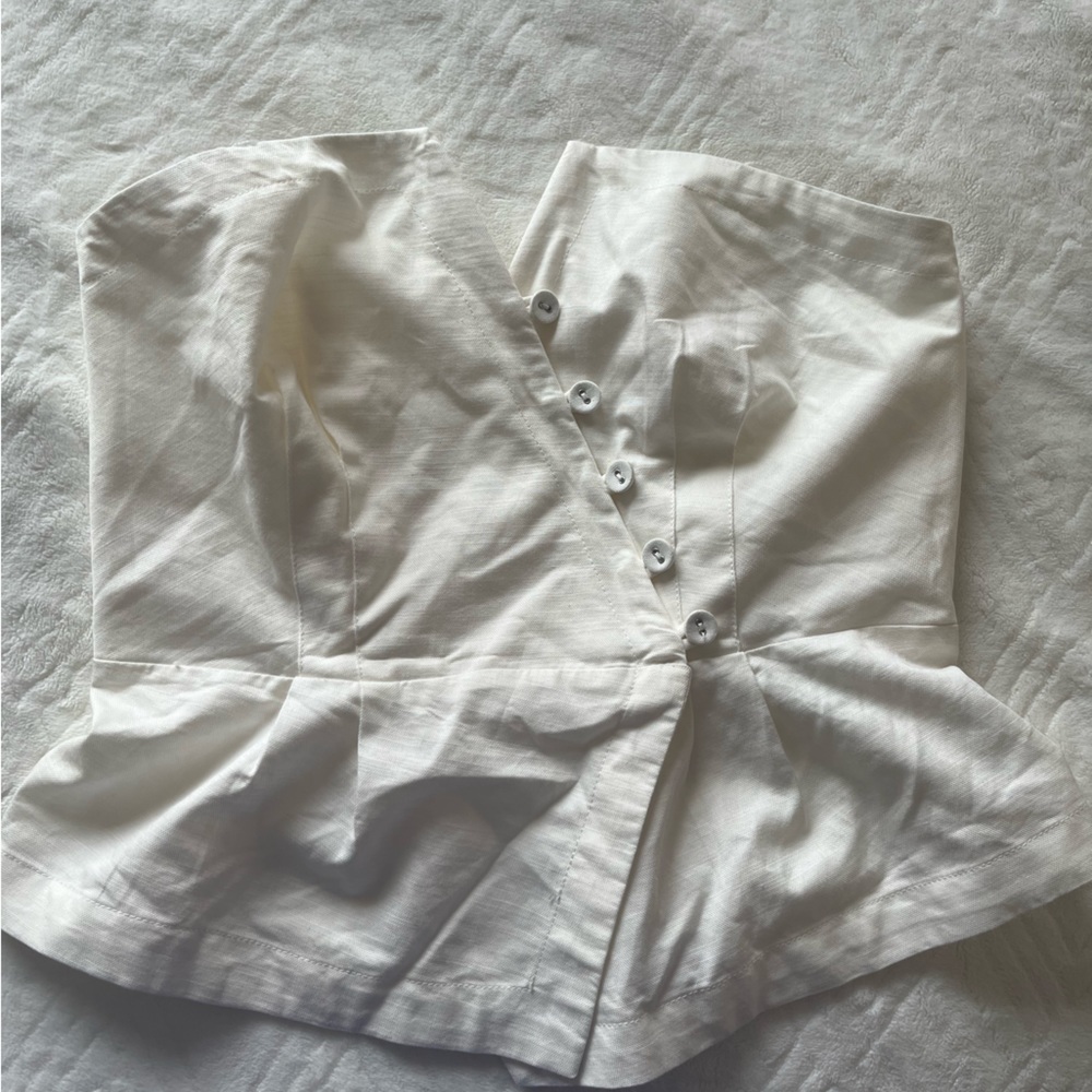 Free People White Buttoned Top